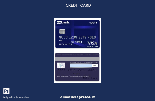 modello di carta con firma del visto USA Bank in stile verificato